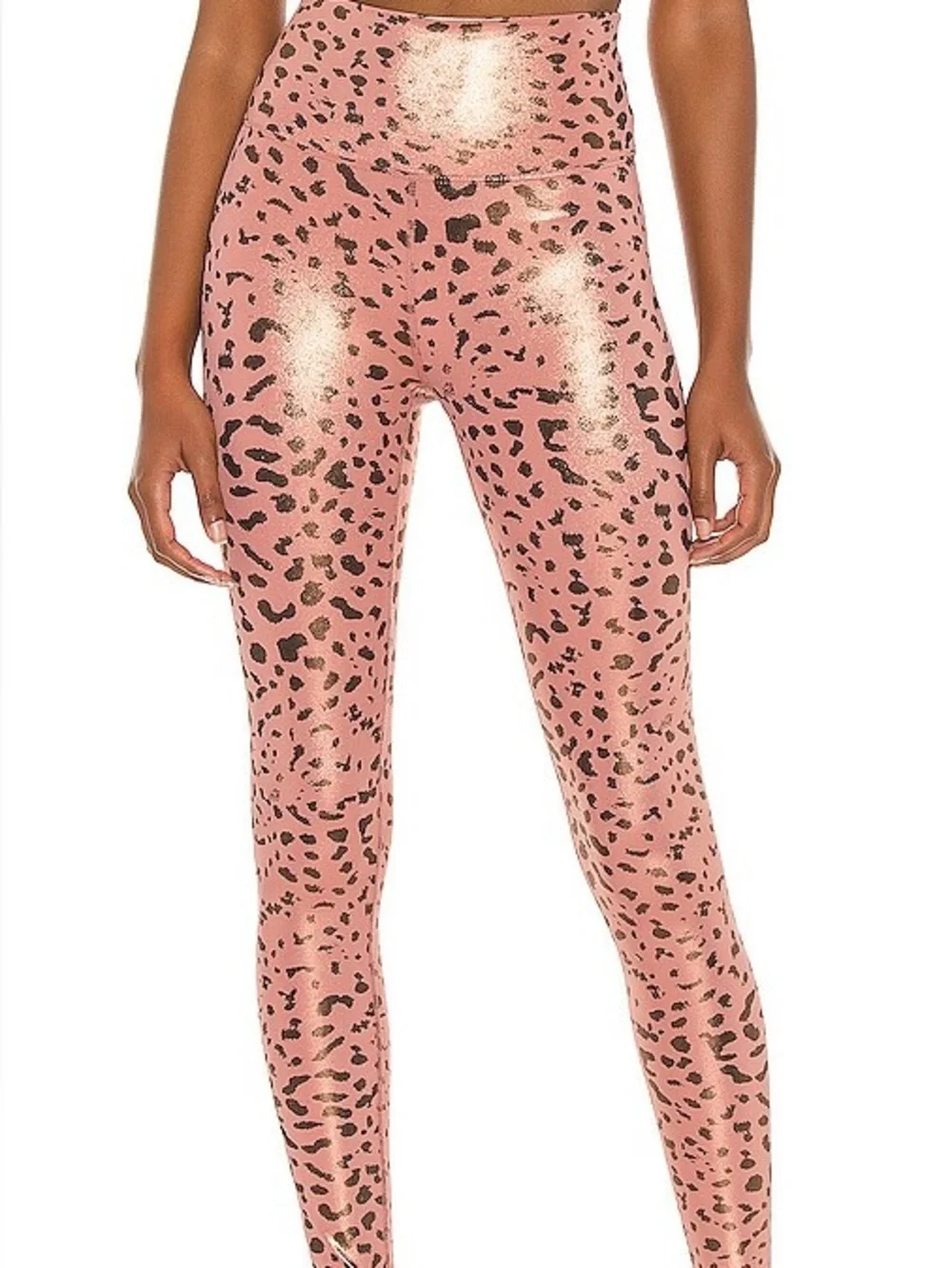 Beach Riot Old Rose Leopard Metallic Sports Bra & Legging Set